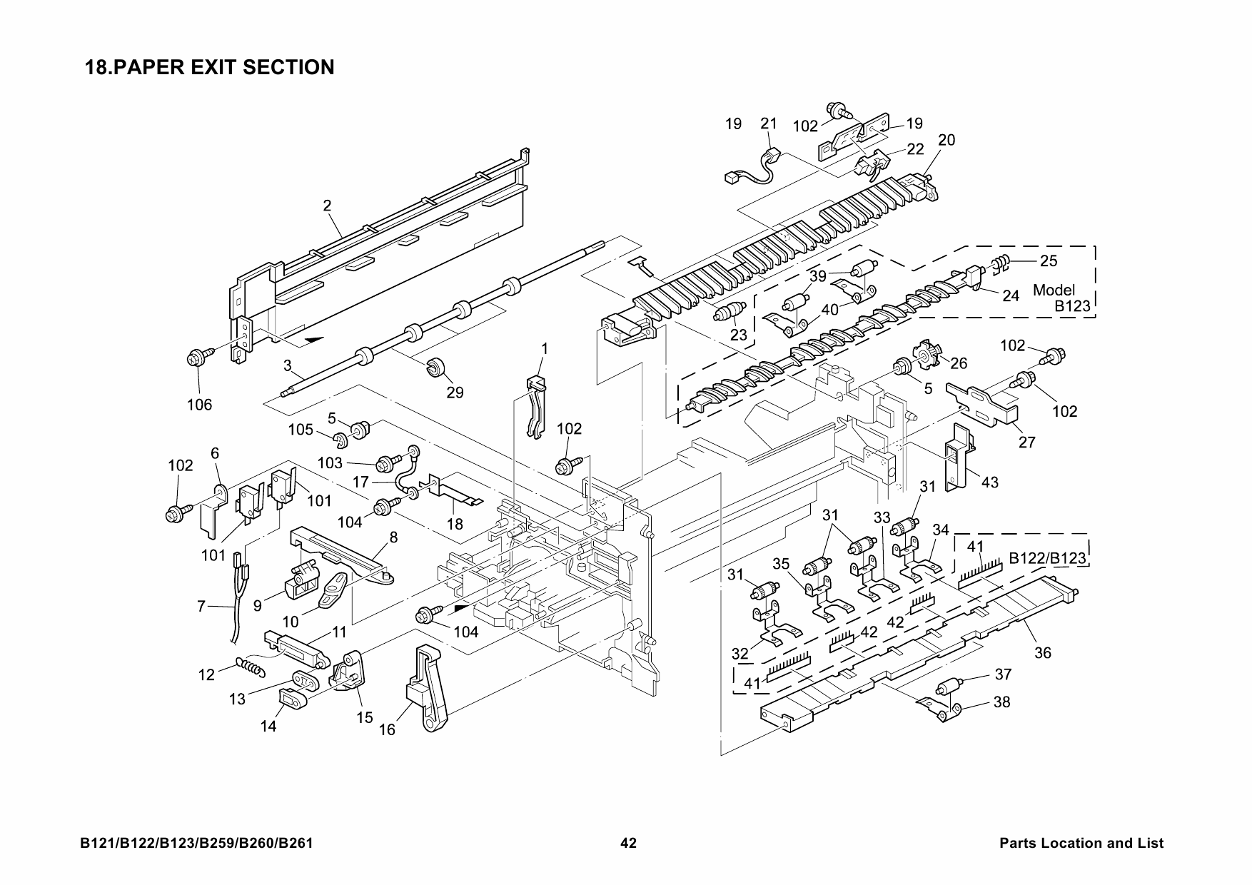 RICOH Aficio 2015 2016 2018 2018d 2020 2020D B121 B122 B123 B259 B260 B261 Parts Catalog-3